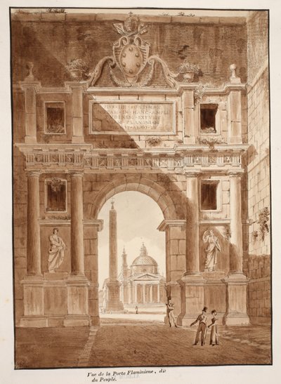 View of the Porta Flaminia, or Porta del Popolo, 1833 by Agostino Tofanelli